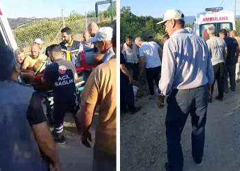 Bursa’da lastiği patlayan otomobil şarampole savruldu! 3 kişi yaralandı