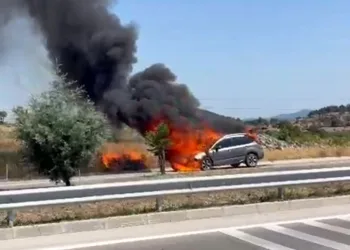 Ayvacık’ta araç yangını