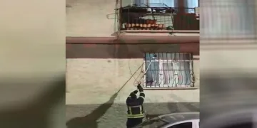 Pencere korkuluğundaki yılan ekiplerce yakalandı