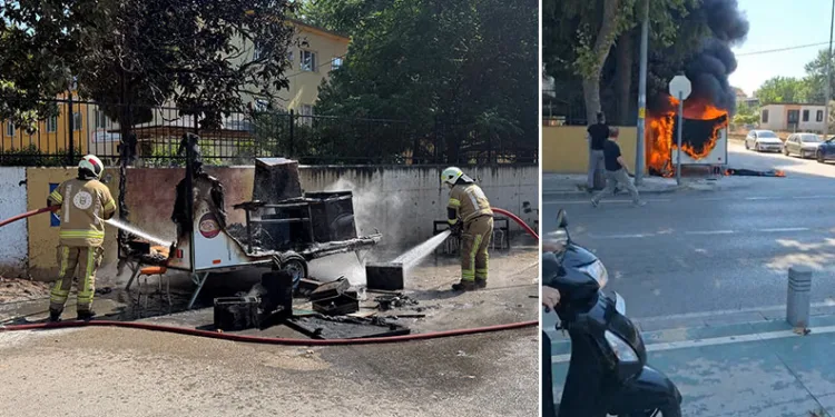 Bursa’da köfte ekmek satılan karavan alev alev yandı