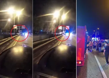Bursa’da otomobil bariyerlere çarpıp takla attı
