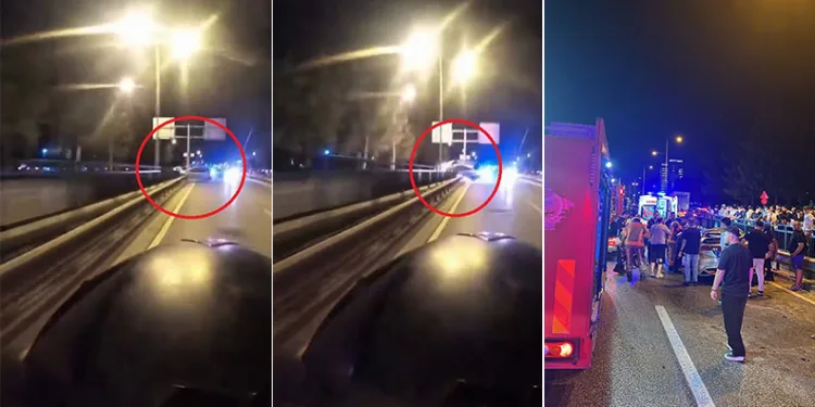 Bursa’da otomobil bariyerlere çarpıp takla attı
