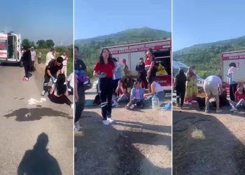 Gemlik’te işçi servisi ile otomobil çarpıştı: 15 yaralı