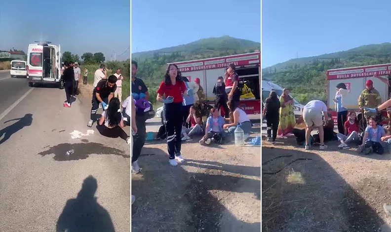 Gemlik’te işçi servisi ile otomobil çarpıştı: 15 yaralı