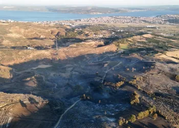 Çanakkale’deki yangında yanan alanlar dron ile görüntülendi