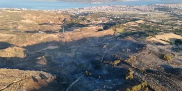 Çanakkale’deki yangında yanan alanlar dron ile görüntülendi
