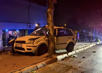 Park halindeyken yanan otomobil kullanılmaz hale geldi