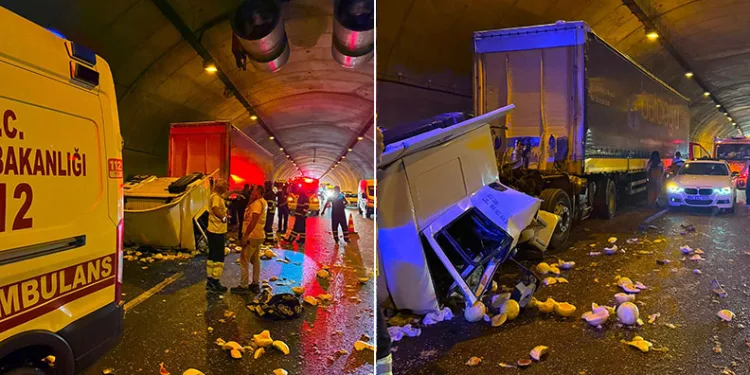 Kamyona çarpan tırın kupası dorseden ayrıldı: 1 ağır yaralı