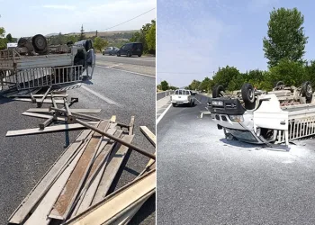 Elazığ’da kamyonet takla attı: 2 yaralı