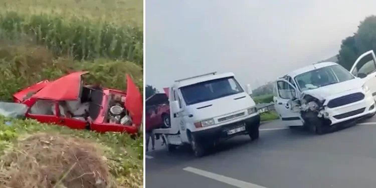 Hafif ticari ile çarpışan otomobil hurdaya döndü: 6 yaşındaki çocuk hayatını kaybetti