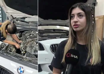 19 yaşındaki genç kız tamirhanede ter döküyor