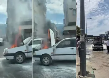 Bursa’da otomobil alevlere teslim oldu