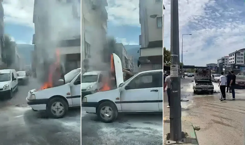 Bursa’da otomobil alevlere teslim oldu