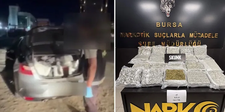 Bursa’da 45 kilo uyuşturucu ele geçirildi