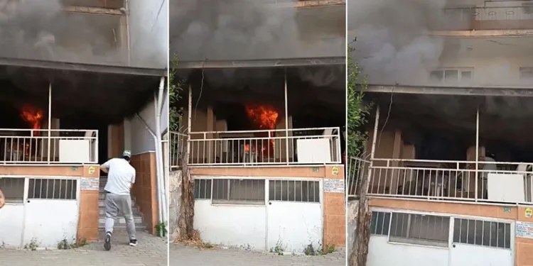 4 katlı evin giriş katında çıkan yangına ilk müdahaleyi vatandaşlar yaptı