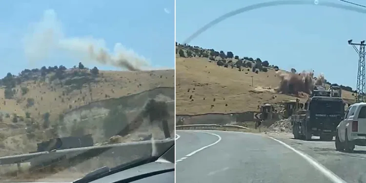 Kontrollü patlatma orman yangını çıkardı