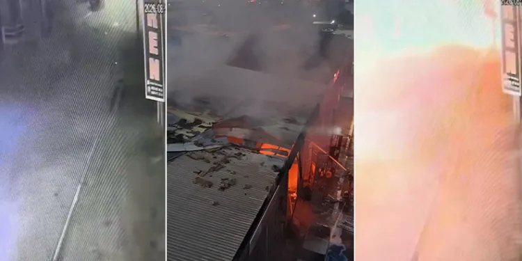 İnegöl’de boya fabrikasındaki patlama kamerada