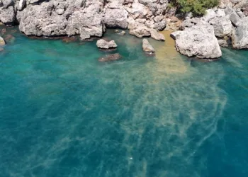 Arıza sebebiyle denize karışan atık su, denizin rengi değiştirdi
