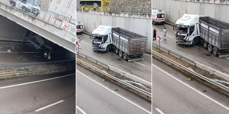 Bursa’da kontrolden çıkan TIR duvara çarptı: Sürücü yaralandı