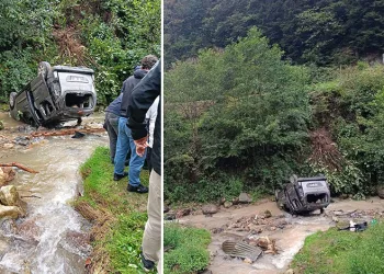 Trabzon’da araç dereye uçtu: 3’ü ağır 5 yaralı