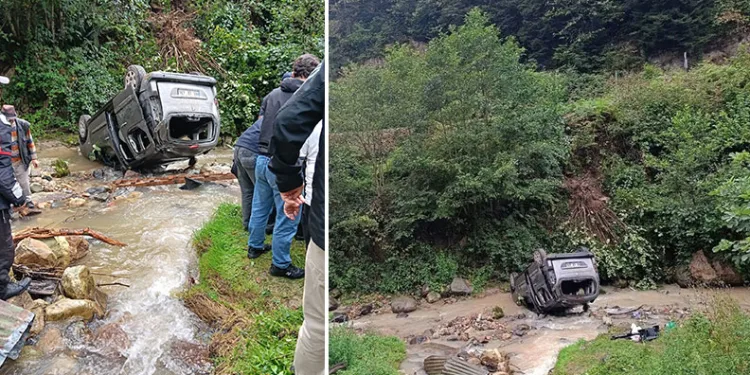 Trabzon’da araç dereye uçtu: 3’ü ağır 5 yaralı