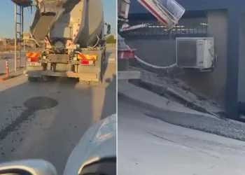 Bursa’da yola beton döken mikser sürücüsüne tepki