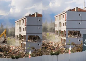 İnegöl’deki kentsel dönüşüm projesinde yıkım çalışmaları sürüyor