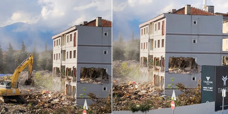 İnegöl’deki kentsel dönüşüm projesinde yıkım çalışmaları sürüyor