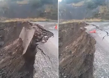 Tokat’ta sağanak sonrası köy yolu çöktü