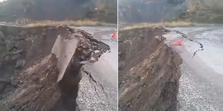 Tokat’ta sağanak sonrası köy yolu çöktü