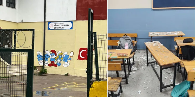 Kocaeli’de ortaokulda sınıfın sıvaları düştü: 3 öğrenci yaralandı
