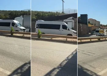 Bursa’da ters şeride giren servis minibüsü tehlike saçtı