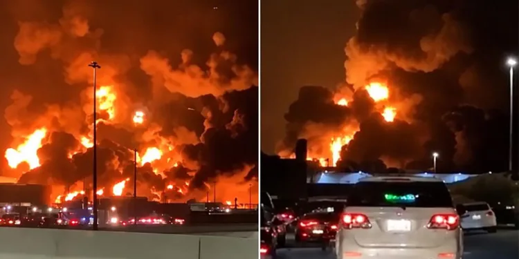 Saudi Aramco binasına füze saldırısı: Yangın çıktı