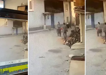 Kadının motorlu testere ile yaşlı adamı korkuttuğu anlar kamerada