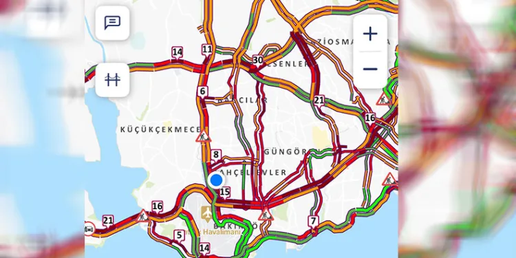 İstanbul’da yağmur trafiği: Yoğunluk yüzde 87 oldu