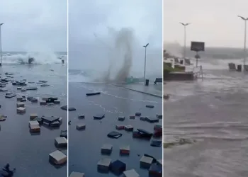 Bursa’da şiddetli fırtına ve sağanak yağış denizle karayı birleştirdi