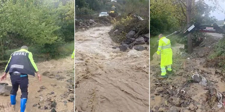 Mudanya’da taşkın riskine karşı Karanlık Dere’de çalışma