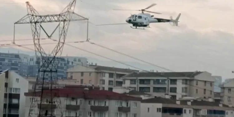 Bursa’da iletim hatlarına helikopterli bakım