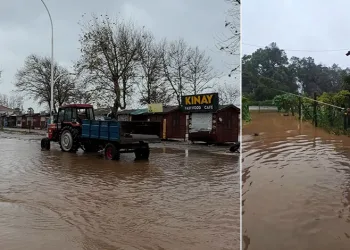 Karacabey’de yollar göle döndü, vatandaş evlerinin önünden balık tuttu