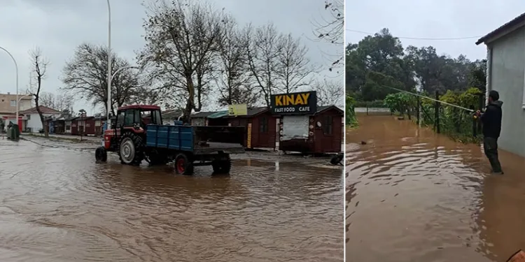 Karacabey’de yollar göle döndü, vatandaş evlerinin önünden balık tuttu